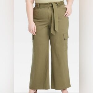 AVA & VIV Women’s Olive Wide Leg Cargo Pants - Sz 24W